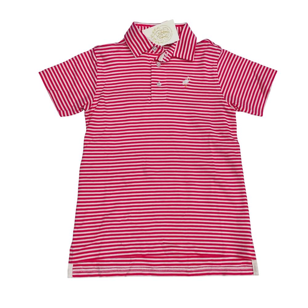 NWT TBBC Size 14 Prim & Proper Polo in Palm Springs Punch Pink Stripe